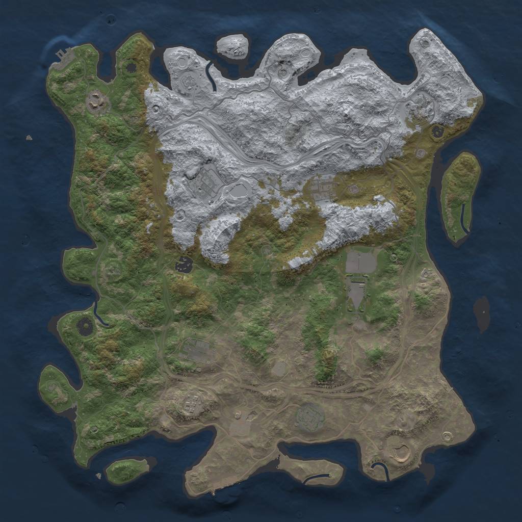 Rust Map: Procedural Map, Size: 4500, Seed: 1048233083, 20 Monuments