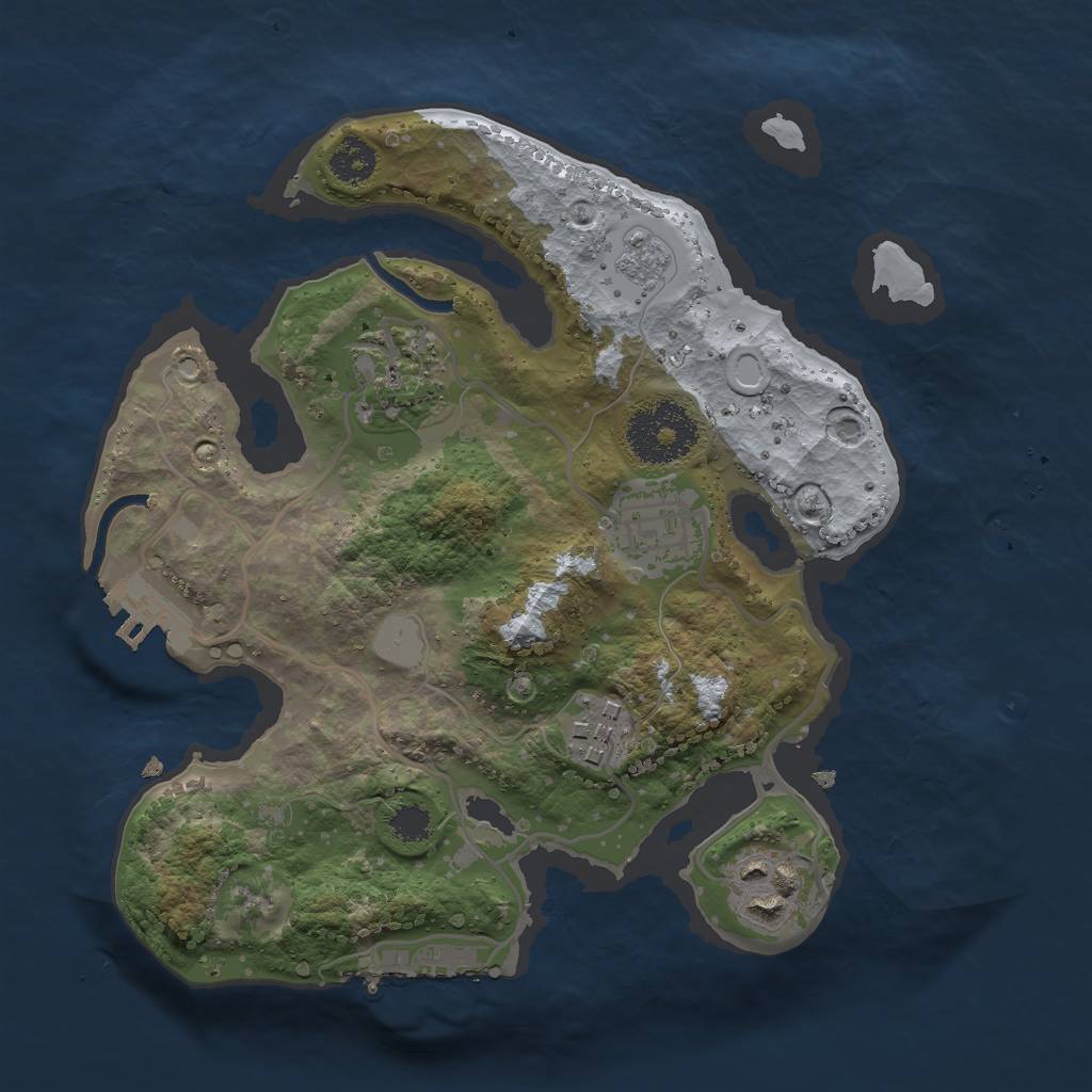 Rust Map: Procedural Map, Size: 2500, Seed: 1450472663, 12 Monuments