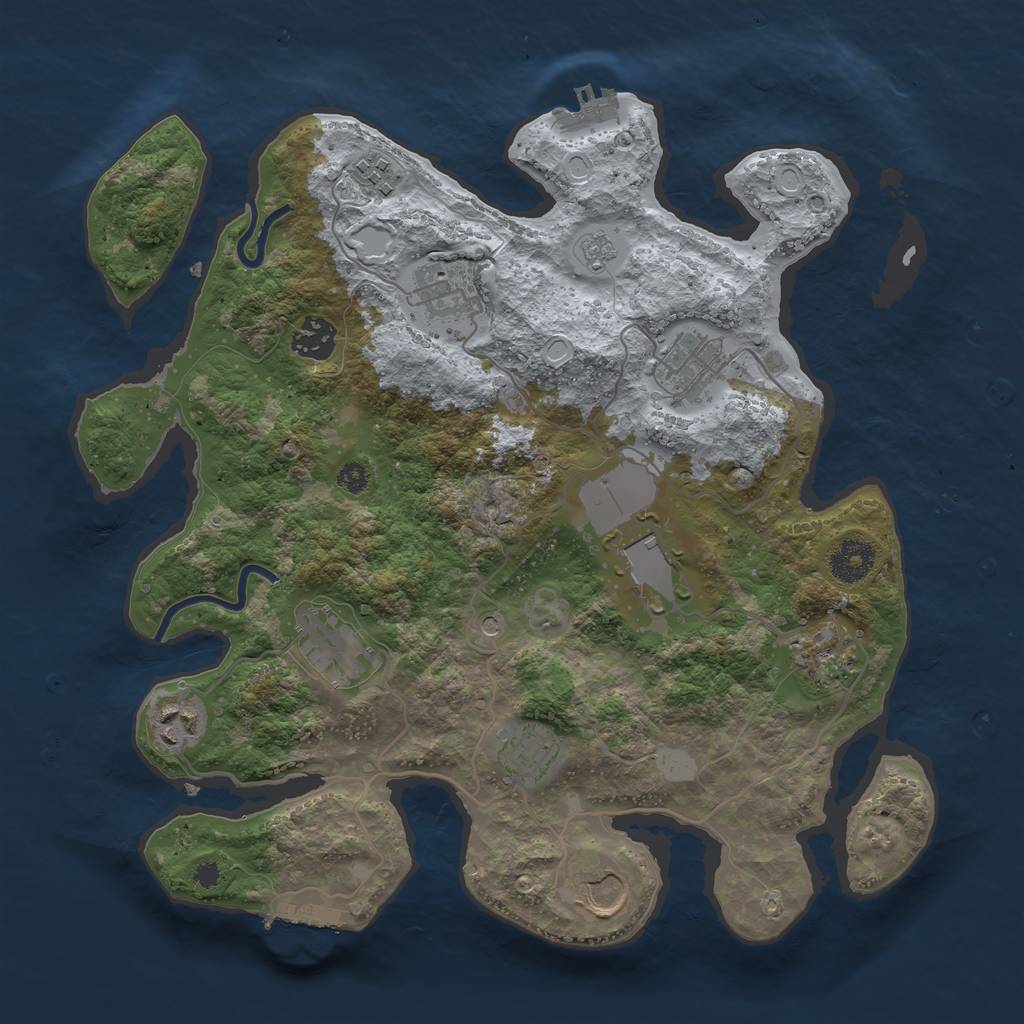 Rust Map: Procedural Map, Size: 3500, Seed: 1280192906, 19 Monuments