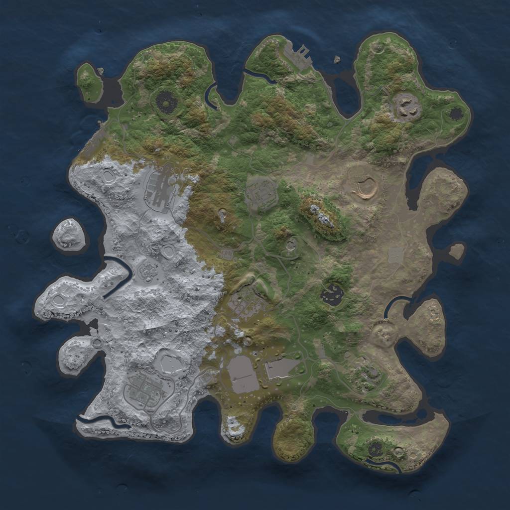 Rust Map: Procedural Map, Size: 3500, Seed: 1936368176, 18 Monuments
