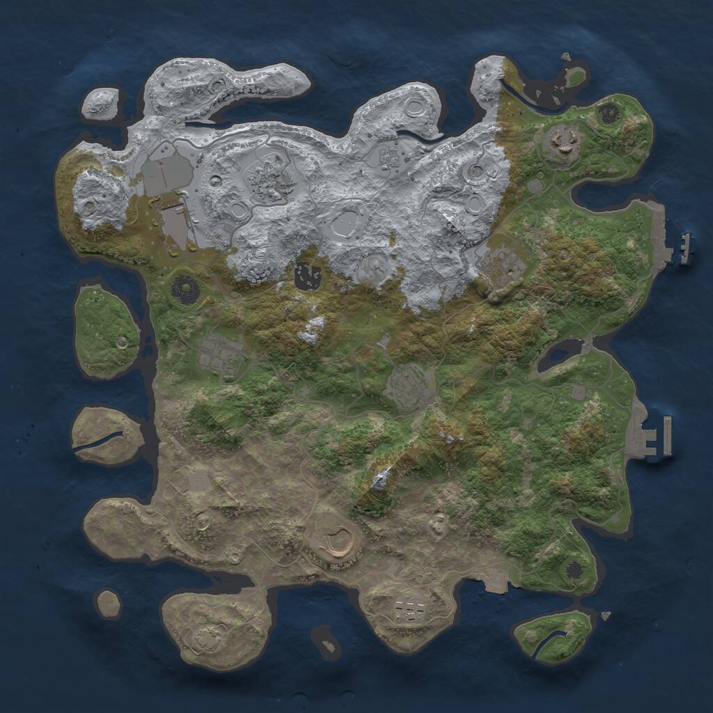 Rust Map: Procedural Map, Size: 3700, Seed: 948448493, 15 Monuments