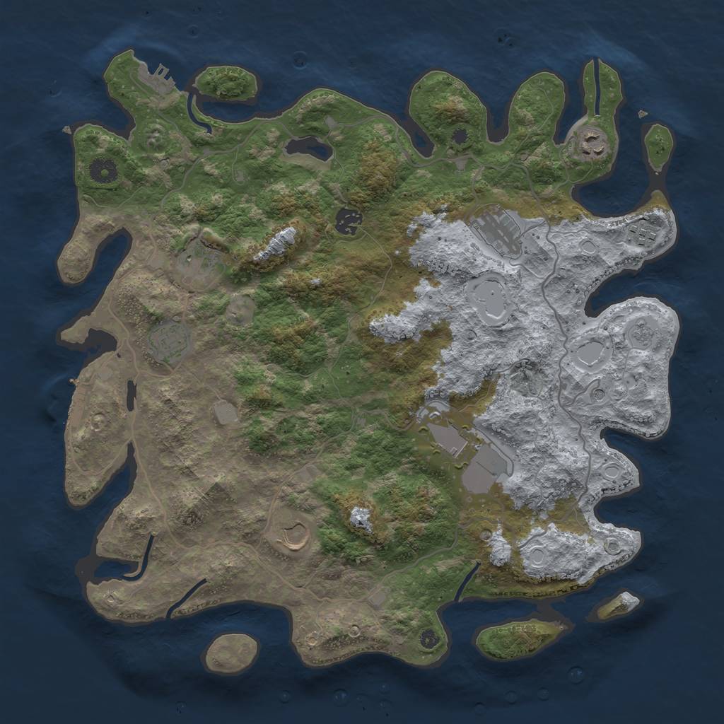 Rust Map: Procedural Map, Size: 4000, Seed: 2006641313, 17 Monuments