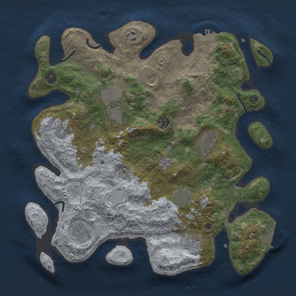 Rust Map: Procedural Map, Size: 3725, Seed: 1082578688, 19 Monuments