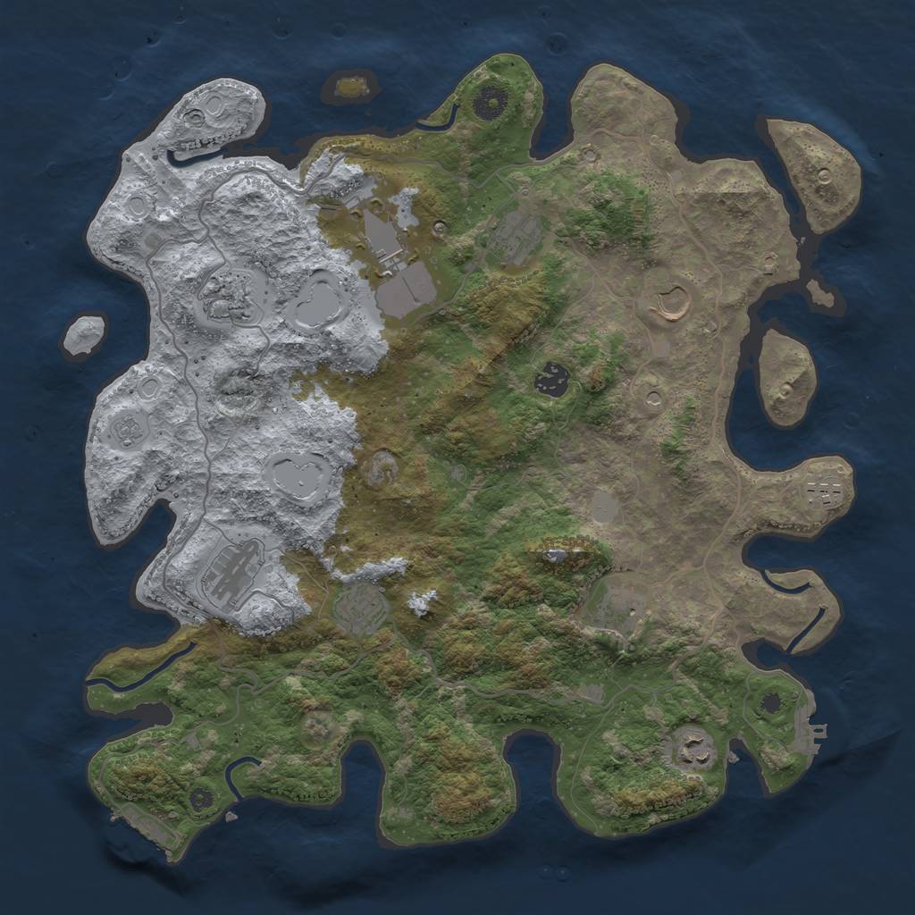 Rust Map: Procedural Map, Size: 4000, Seed: 20957, 19 Monuments