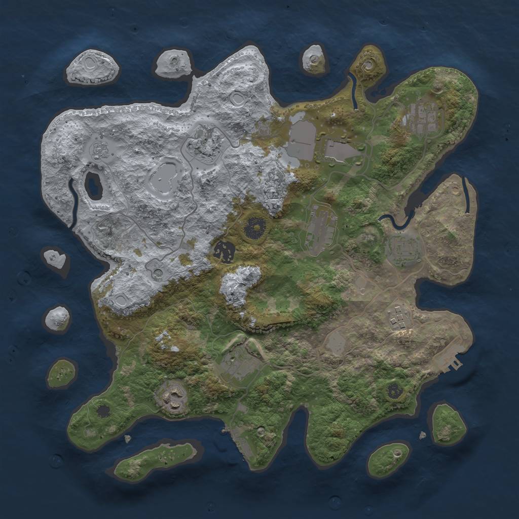 Rust Map: Procedural Map, Size: 3500, Seed: 2098458396, 18 Monuments