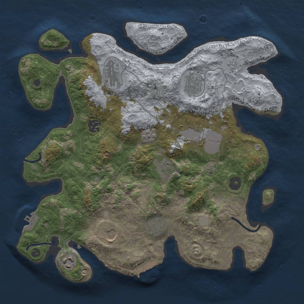 Rust Map: Procedural Map, Size: 3500, Seed: 1308327611, 17 Monuments