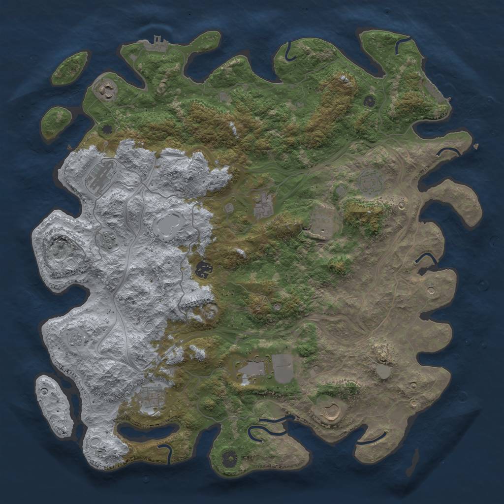 Rust Map: Procedural Map, Size: 4500, Seed: 2092, 19 Monuments