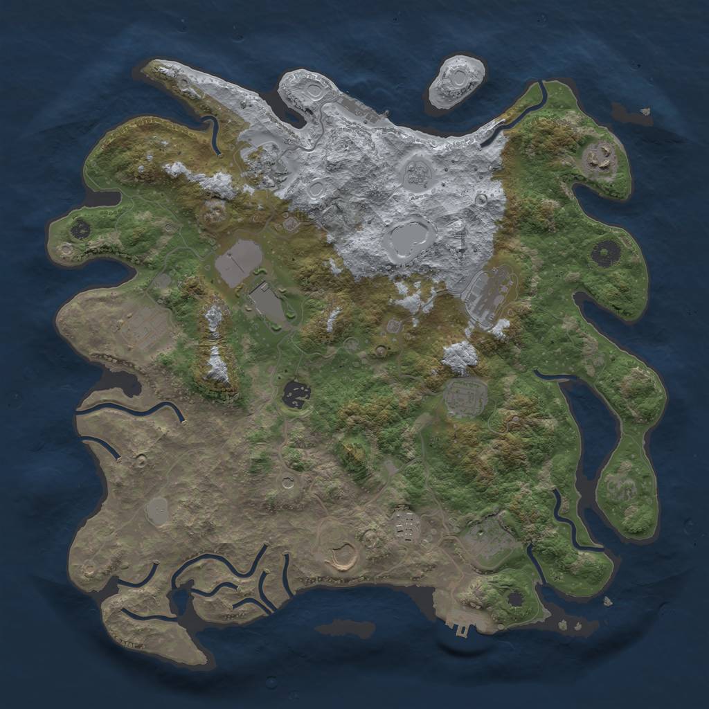 Rust Map: Procedural Map, Size: 3850, Seed: 2100316069, 19 Monuments