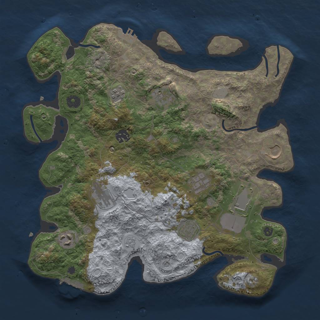 Rust Map: Procedural Map, Size: 3500, Seed: 464221120, 18 Monuments