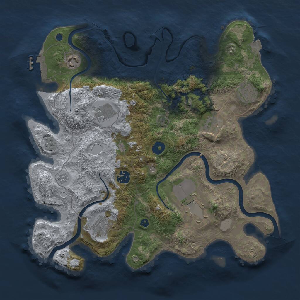 Rust Map: Procedural Map, Size: 3500, Seed: 688583183, 13 Monuments