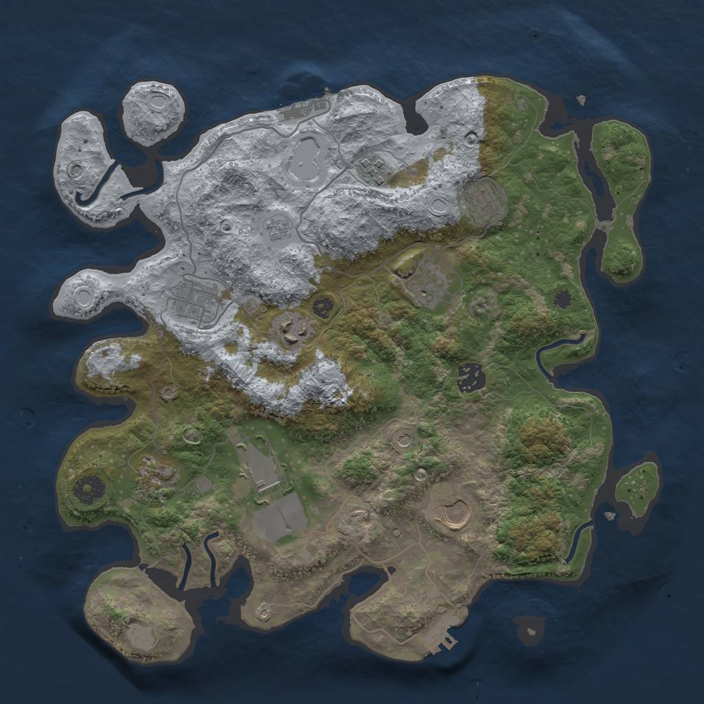 Rust Map: Procedural Map, Size: 3500, Seed: 231912898, 18 Monuments