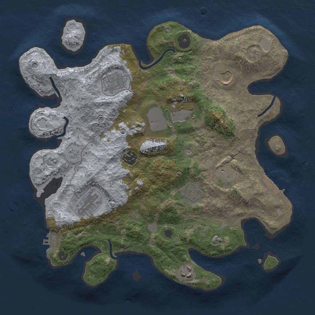 Rust Map: Procedural Map, Size: 3500, Seed: 62587506, 17 Monuments