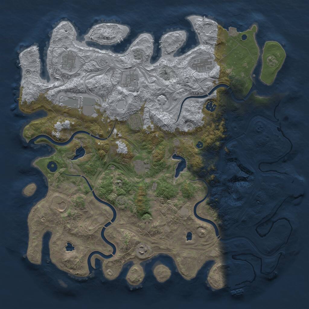 Rust Map: Procedural Map, Size: 4500, Seed: 286786285, 16 Monuments