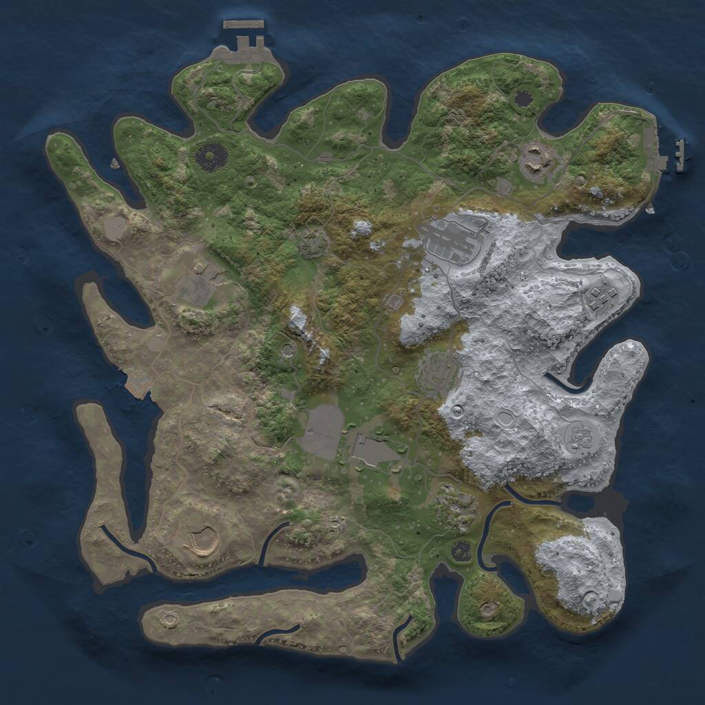 Rust Map: Procedural Map, Size: 3500, Seed: 888486161, 14 Monuments