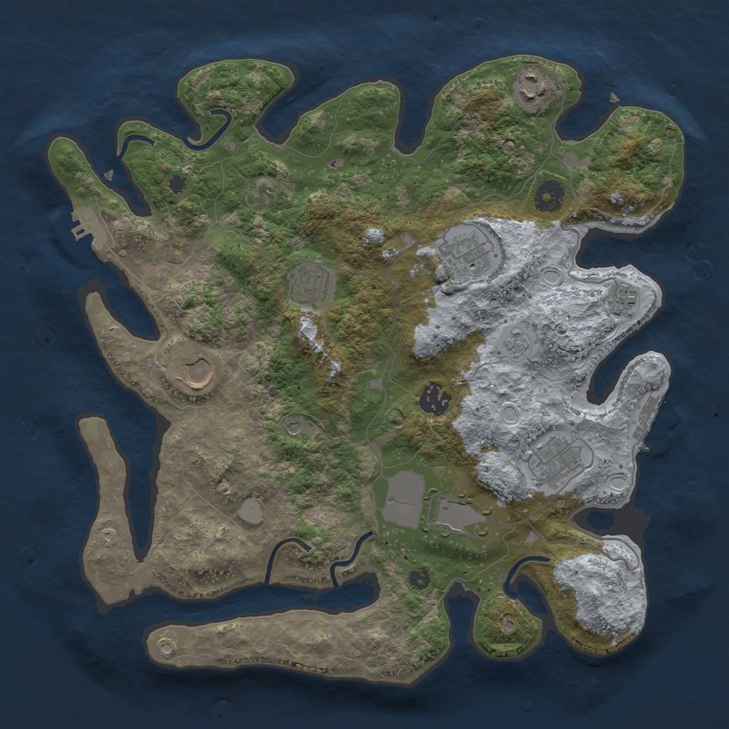 Rust Map: Procedural Map, Size: 3500, Seed: 888486161, 17 Monuments