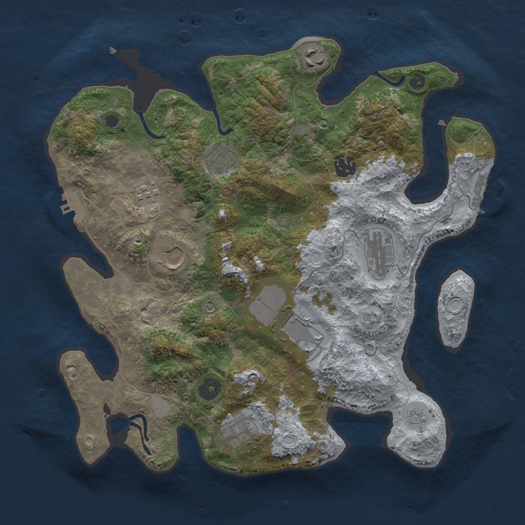 Rust Map: Procedural Map, Size: 3500, Seed: 8431050, 17 Monuments