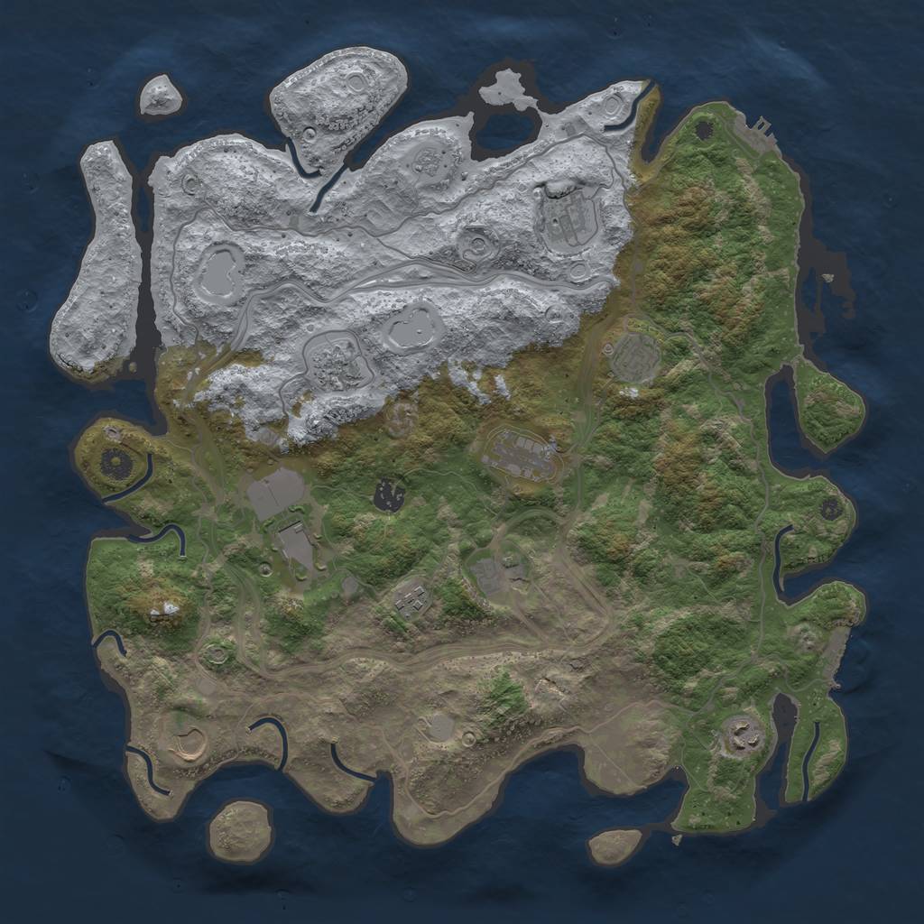 Rust Map: Procedural Map, Size: 4300, Seed: 2024450510, 19 Monuments