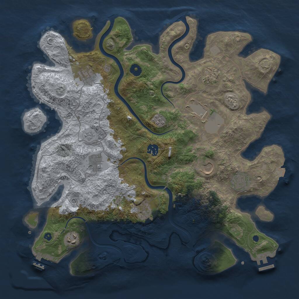 Rust Map: Procedural Map, Size: 3850, Seed: 6221263, 16 Monuments