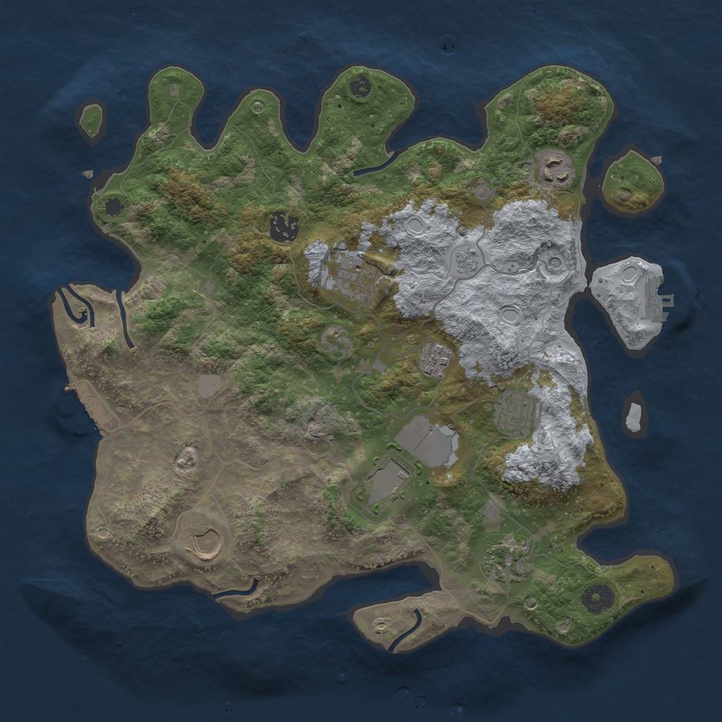 Rust Map: Procedural Map, Size: 3500, Seed: 231912899, 17 Monuments