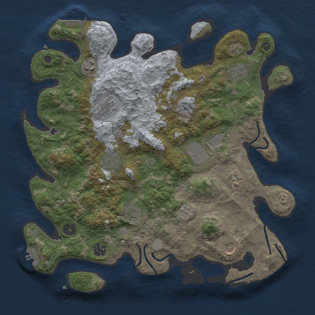 Rust Map: Procedural Map, Size: 3725, Seed: 1410895885, 18 Monuments