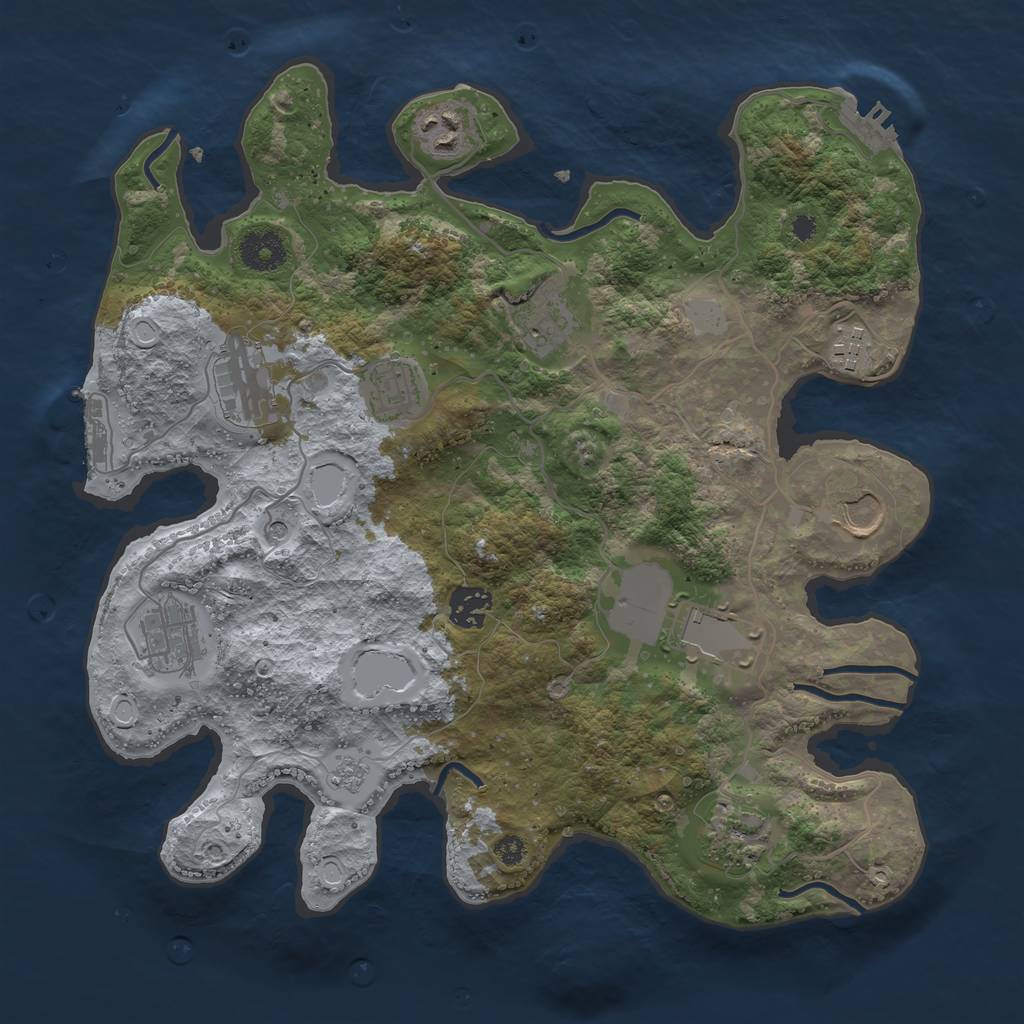 Rust Map: Procedural Map, Size: 3500, Seed: 71149521, 19 Monuments
