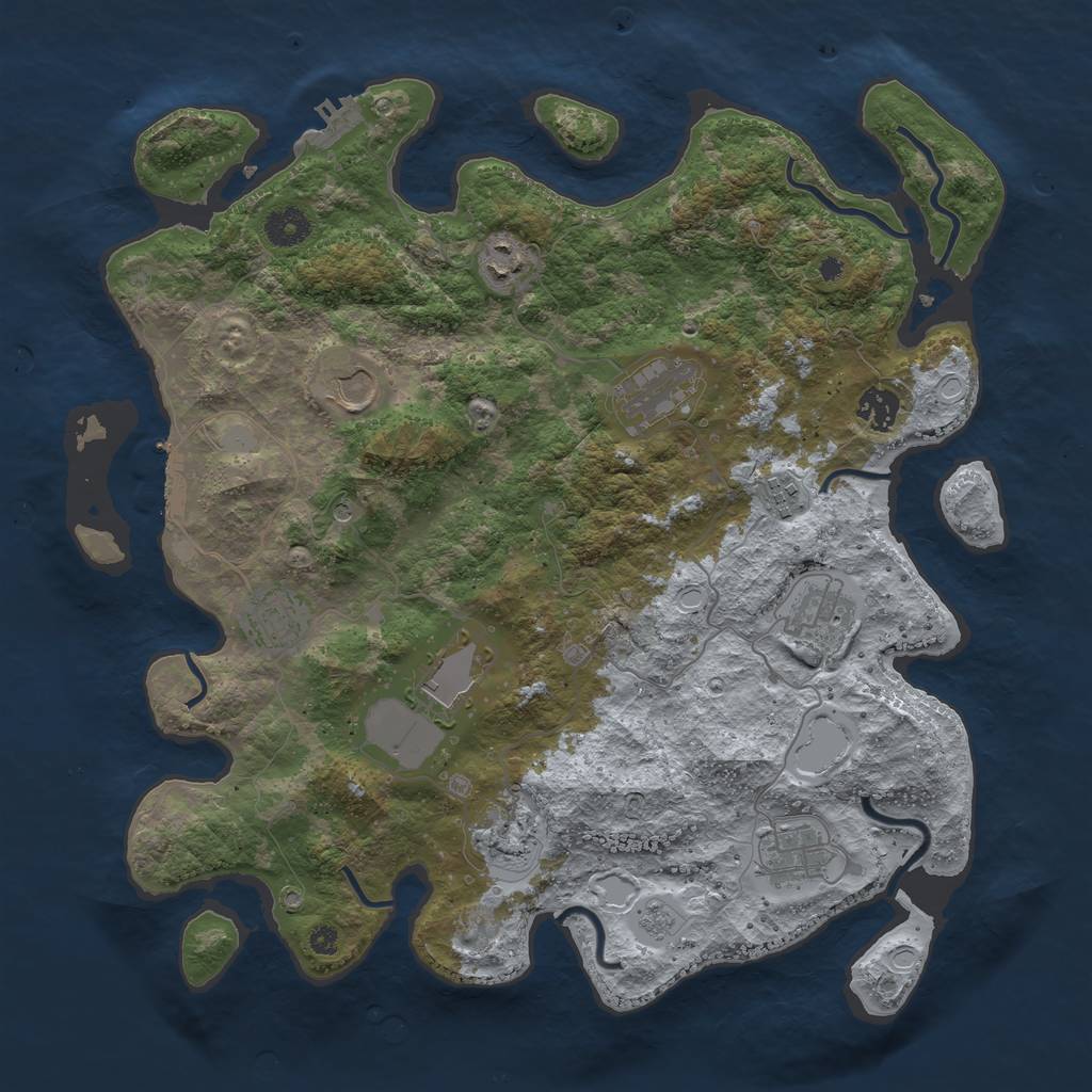 Rust Map: Procedural Map, Size: 3850, Seed: 3630864, 19 Monuments