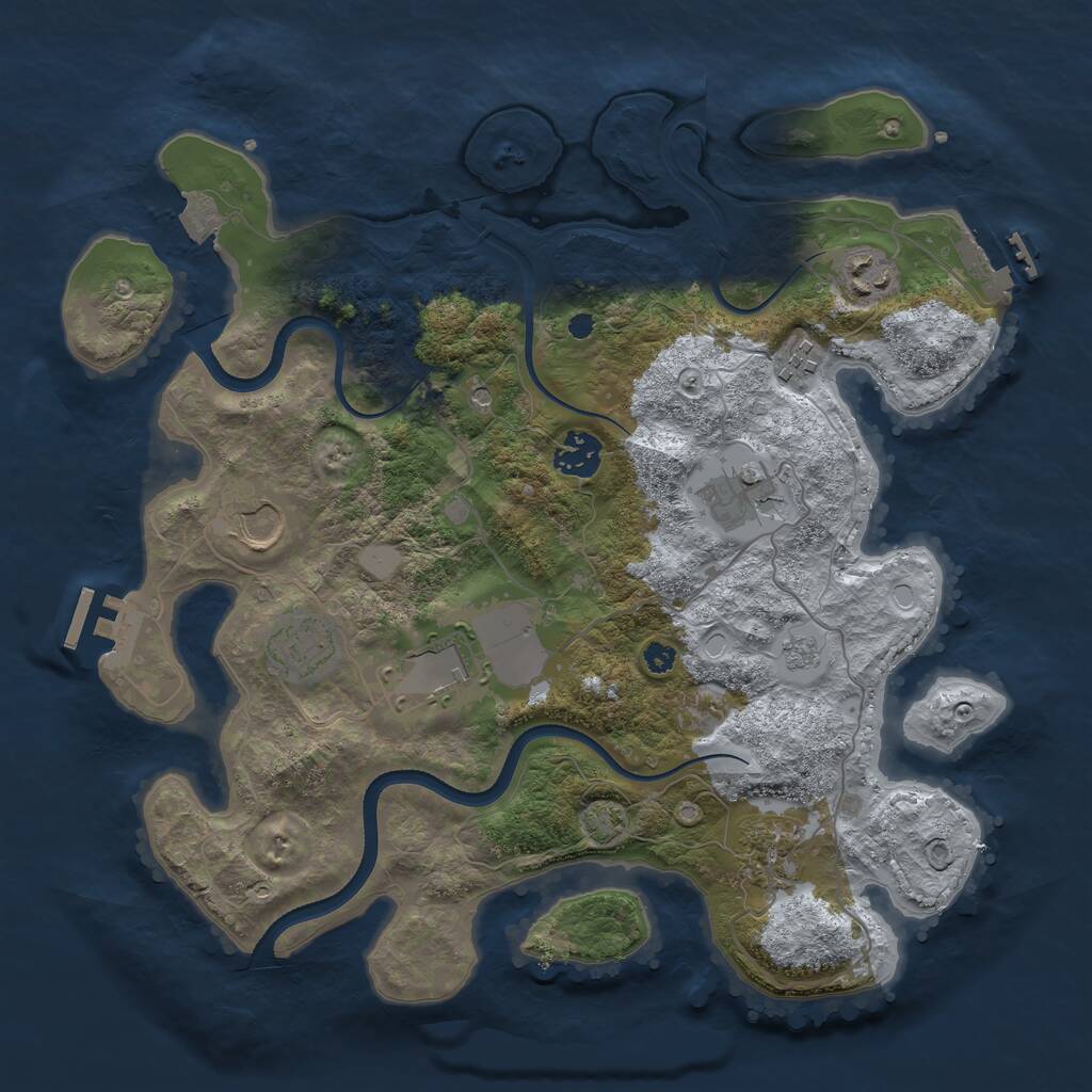 Rust Map: Procedural Map, Size: 3500, Seed: 672175754, 14 Monuments