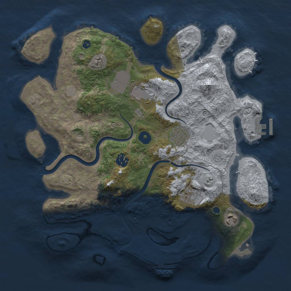 Rust Map: Procedural Map, Size: 3500, Seed: 88443, 11 Monuments