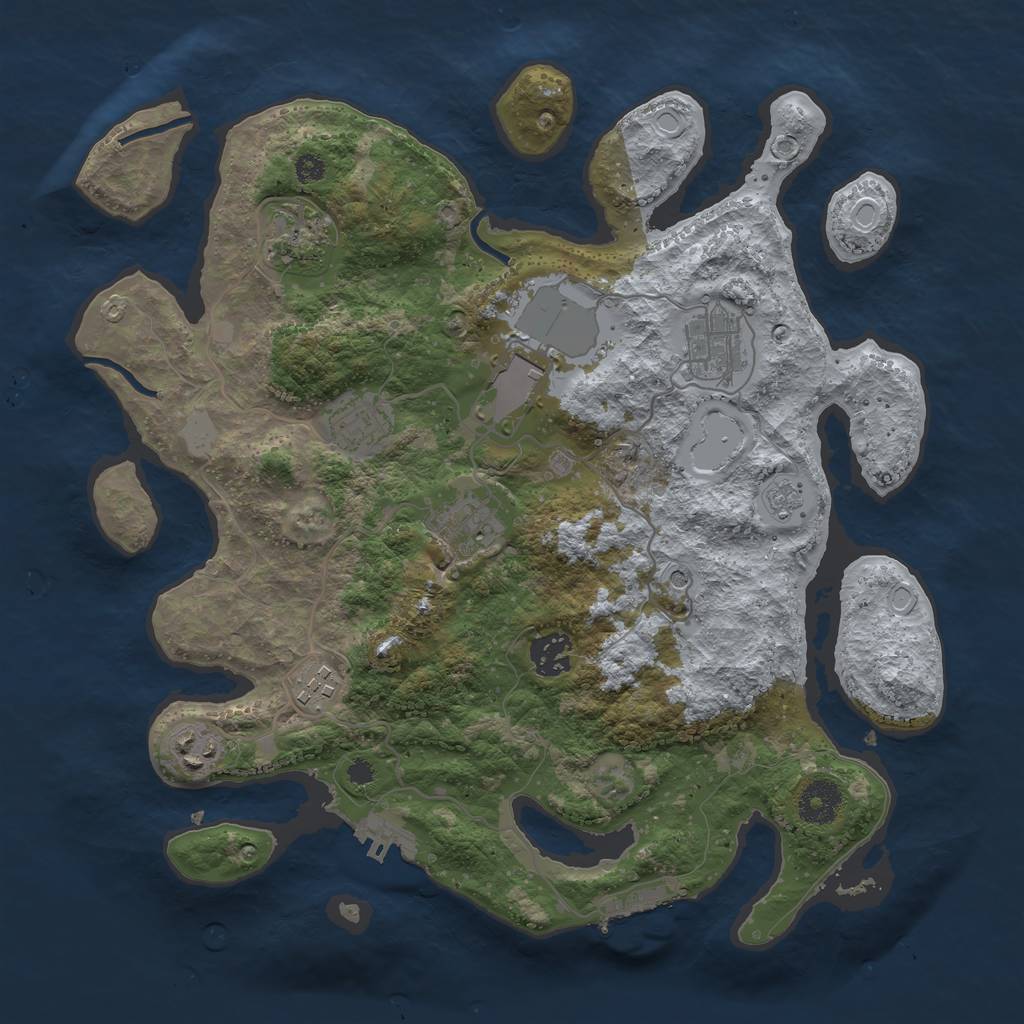 Rust Map: Procedural Map, Size: 3500, Seed: 88443, 17 Monuments