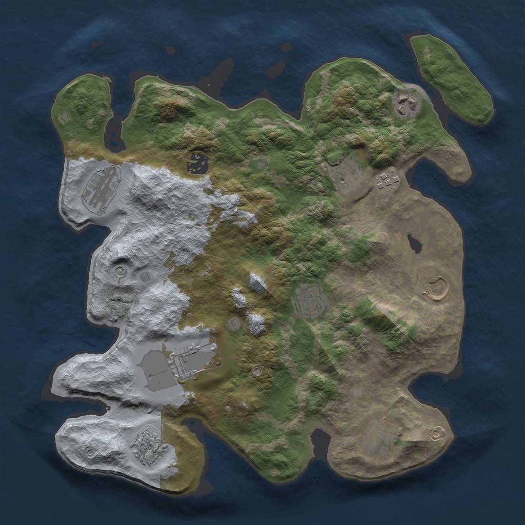 Rust Map: Barren, Size: 3500, Seed: 1934169589, 13 Monuments