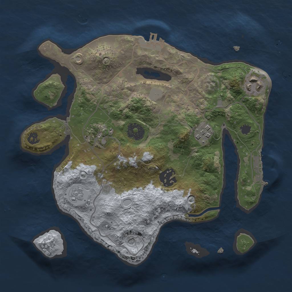Rust Map: Procedural Map, Size: 2500, Seed: 1999637217, 13 Monuments