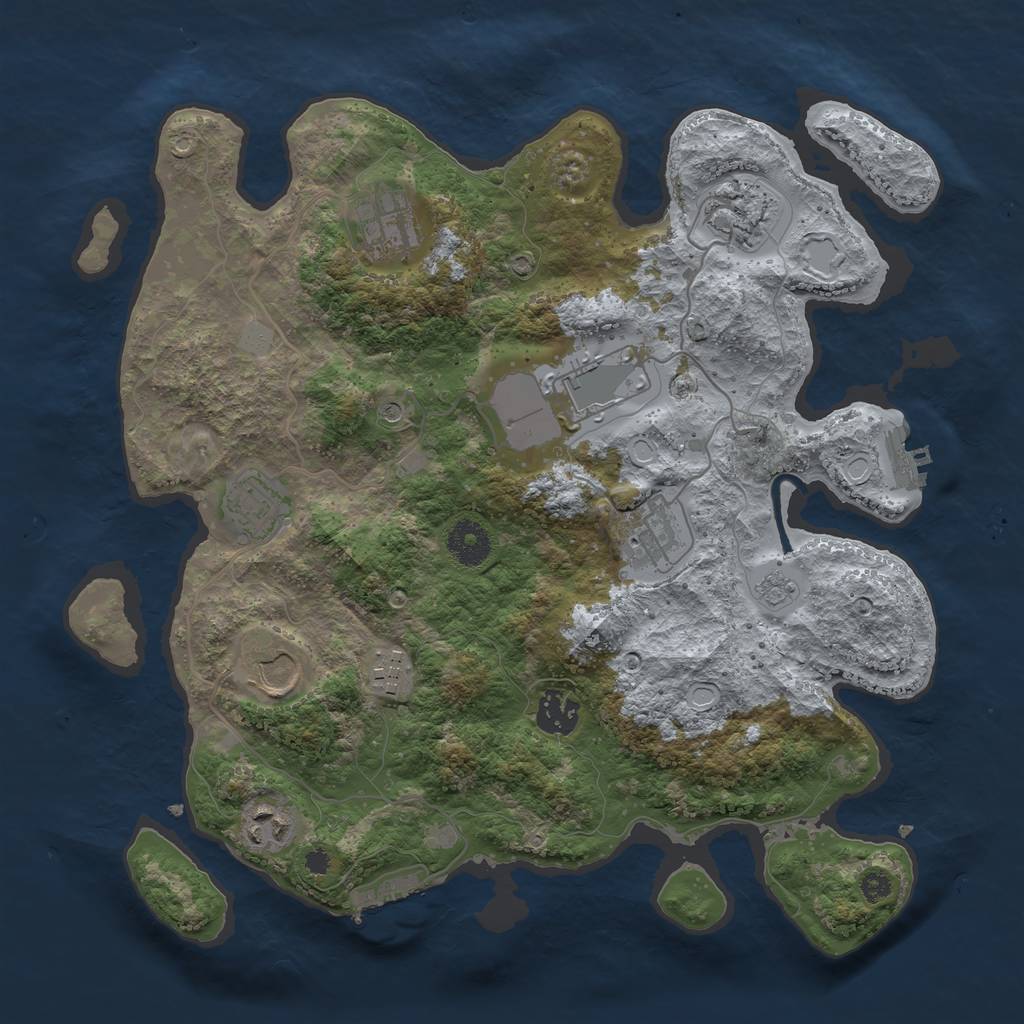 Rust Map: Procedural Map, Size: 3500, Seed: 1691662961, 18 Monuments