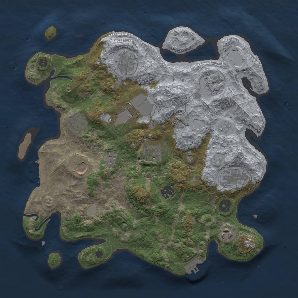 Rust Map: Procedural Map, Size: 3500, Seed: 589770706, 19 Monuments