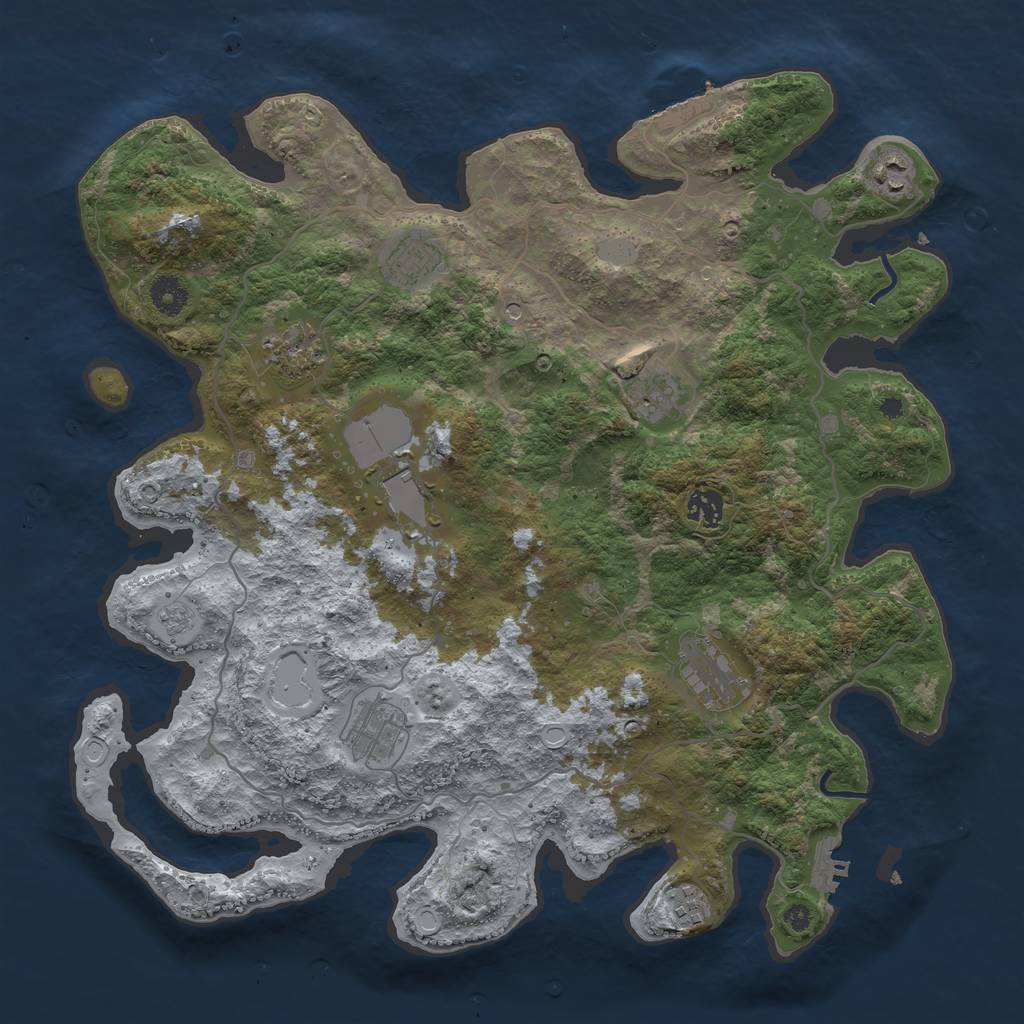 Rust Map: Procedural Map, Size: 4000, Seed: 78923446, 18 Monuments
