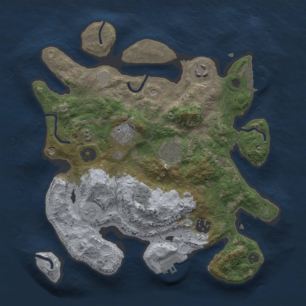 Rust Map: Procedural Map, Size: 3000, Seed: 72519, 14 Monuments