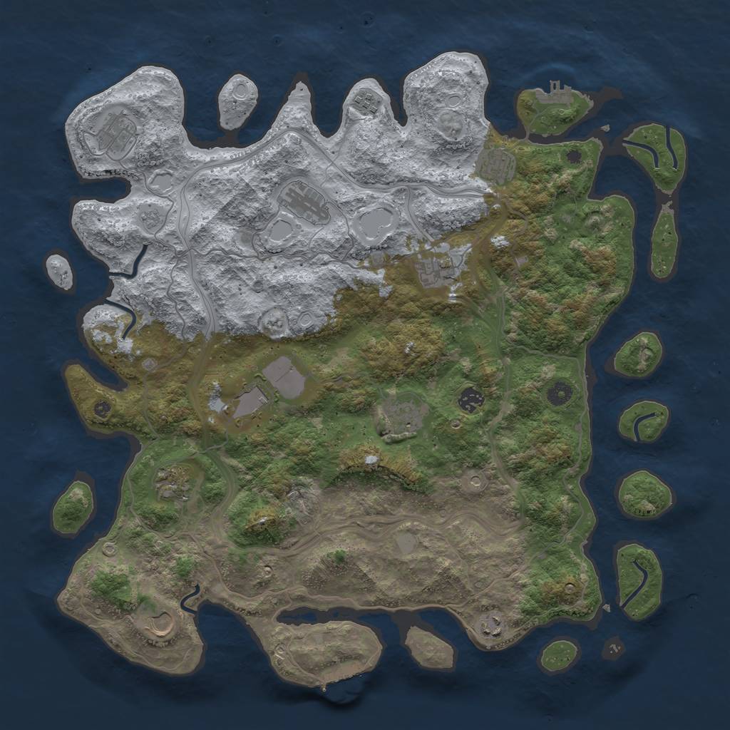 Rust Map: Procedural Map, Size: 4500, Seed: 2144634844, 20 Monuments