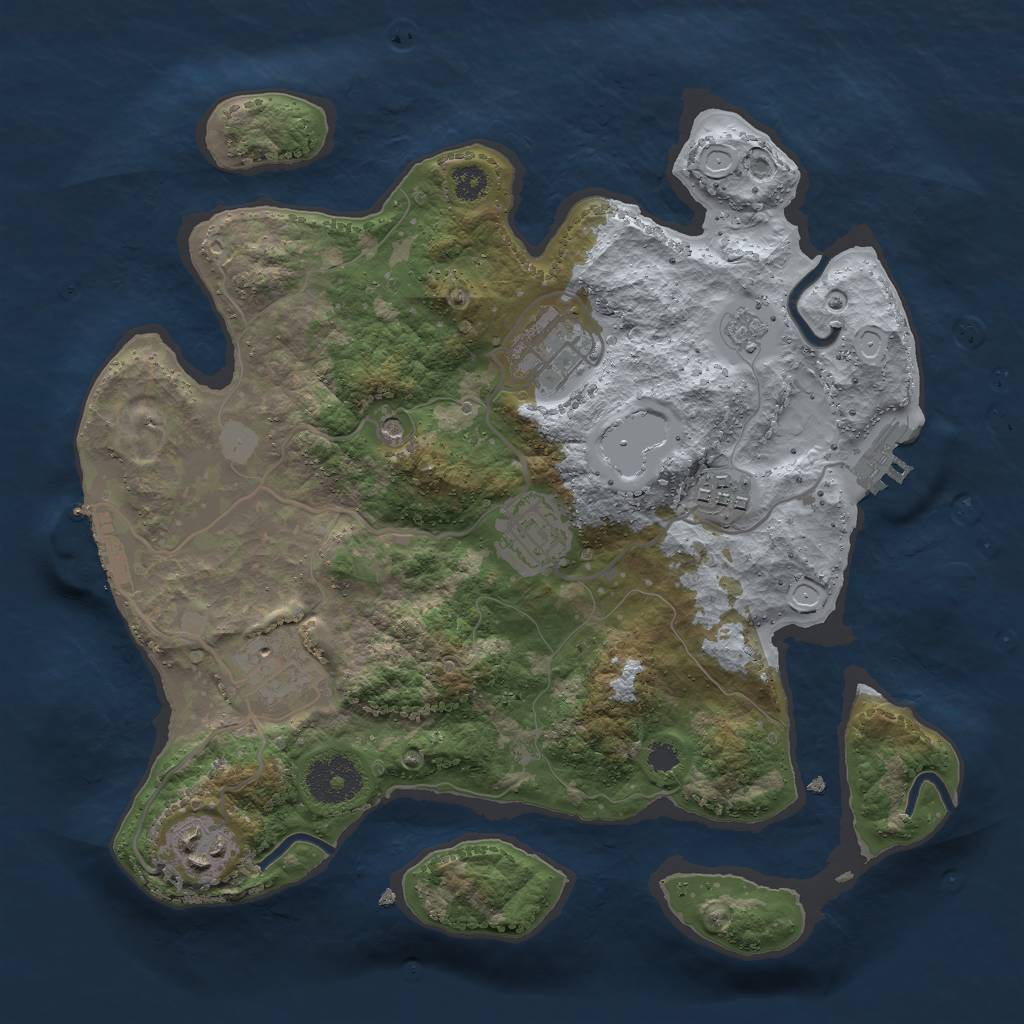 Rust Map: Procedural Map, Size: 3000, Seed: 1988474574, 14 Monuments