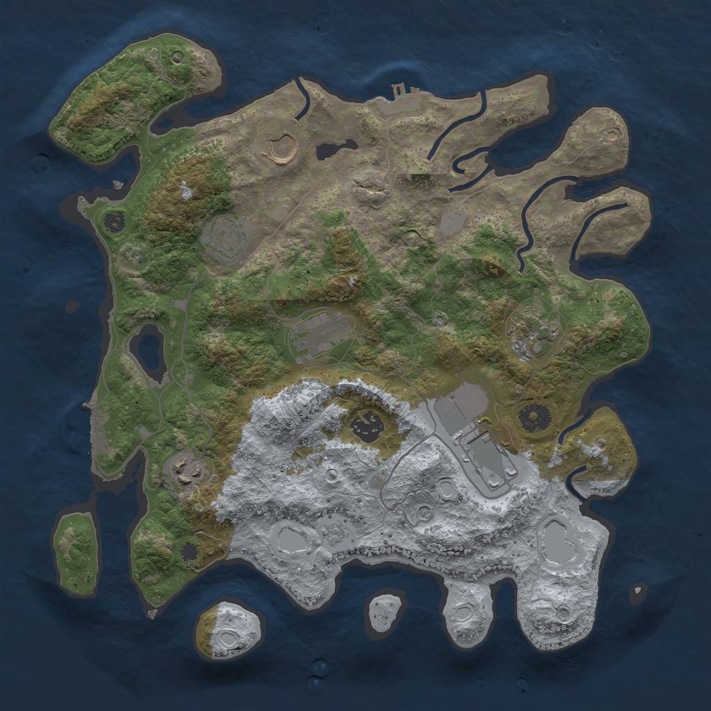 Rust Map: Procedural Map, Size: 3500, Seed: 7877, 16 Monuments