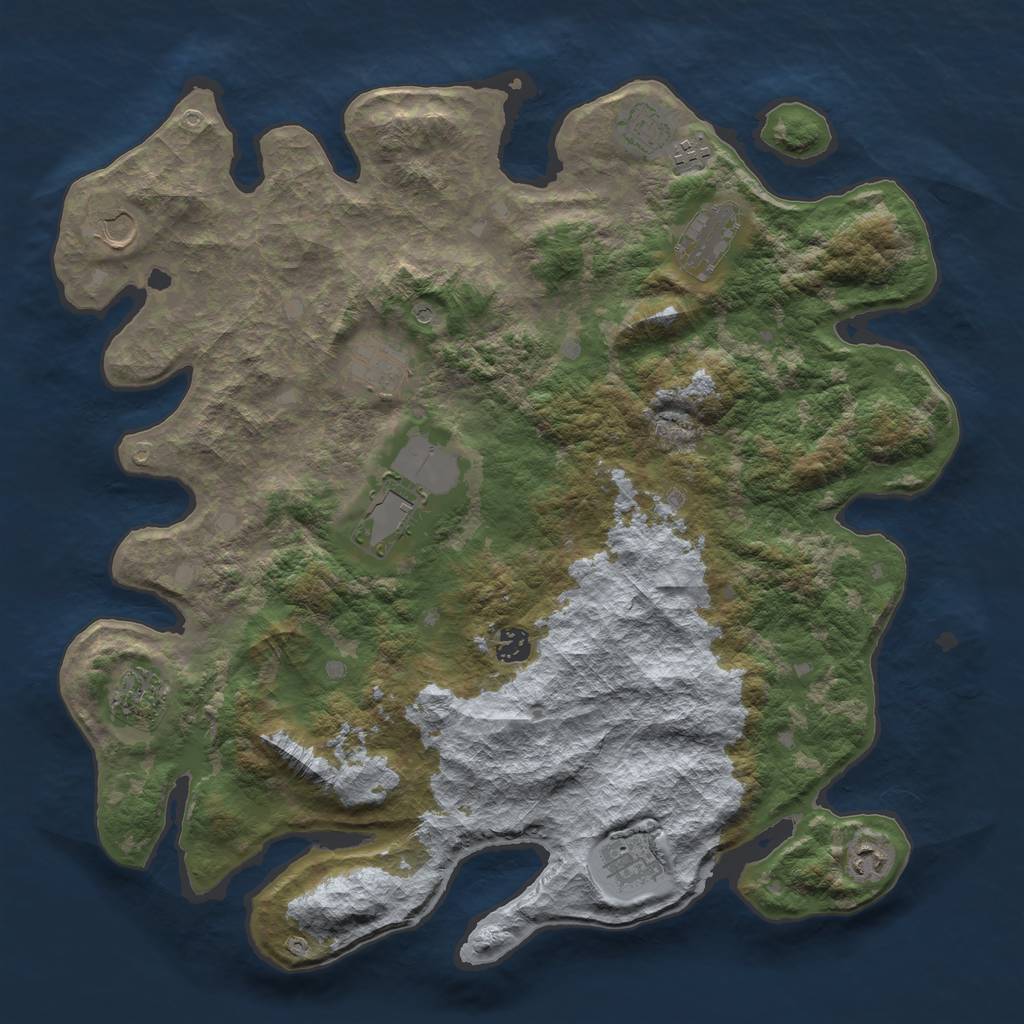 Rust Map: Barren, Size: 4250, Seed: 1578096512, 13 Monuments