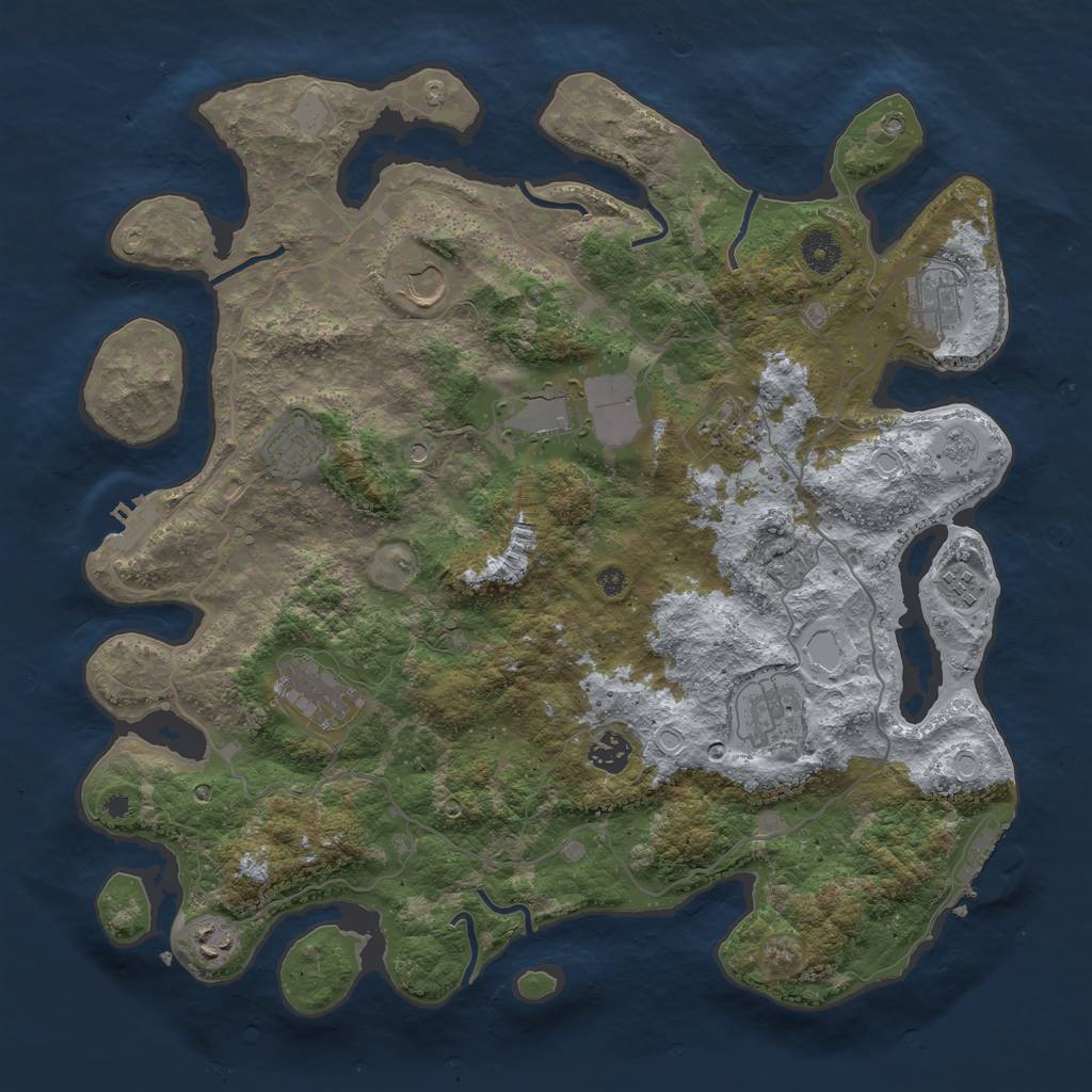 Rust Map: Procedural Map, Size: 4000, Seed: 2892721, 19 Monuments
