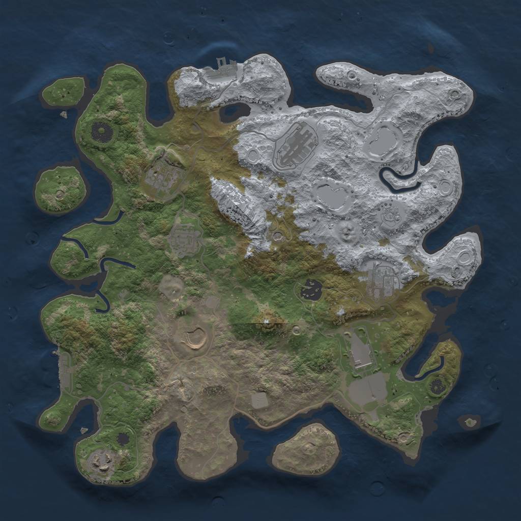 Rust Map: Procedural Map, Size: 3600, Seed: 1340674855, 17 Monuments