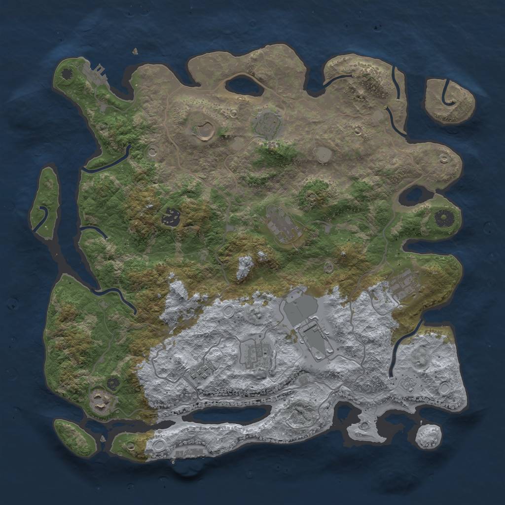 Rust Map: Procedural Map, Size: 4000, Seed: 8818, 18 Monuments