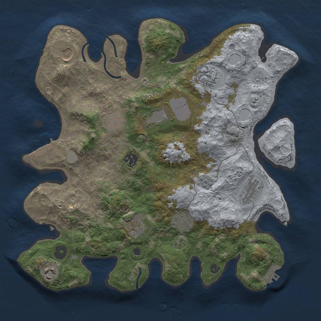Rust Map: Procedural Map, Size: 3550, Seed: 397281, 19 Monuments