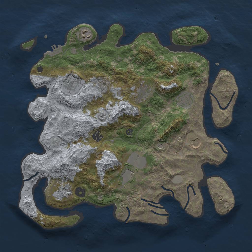 Rust Map: Procedural Map, Size: 3600, Seed: 1152450848, 16 Monuments