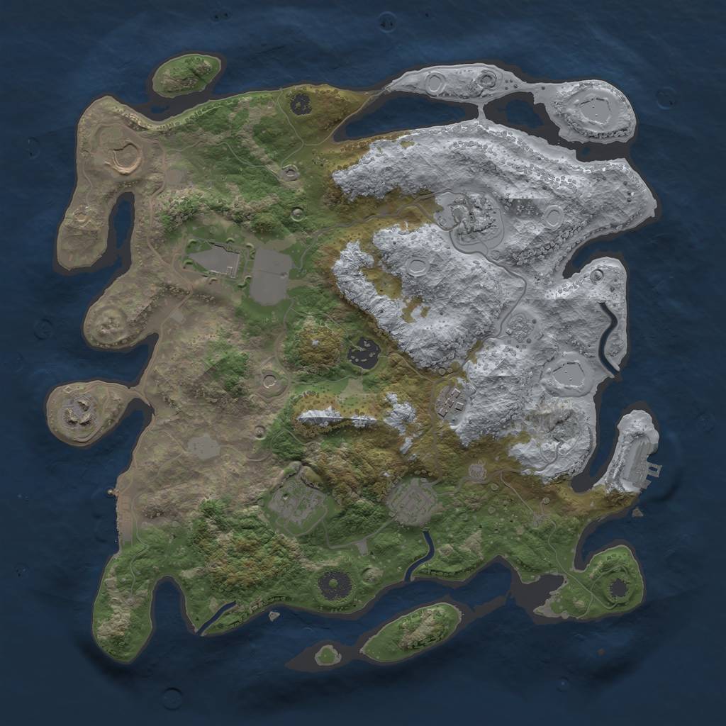 Rust Map: Procedural Map, Size: 3500, Seed: 11593173, 17 Monuments
