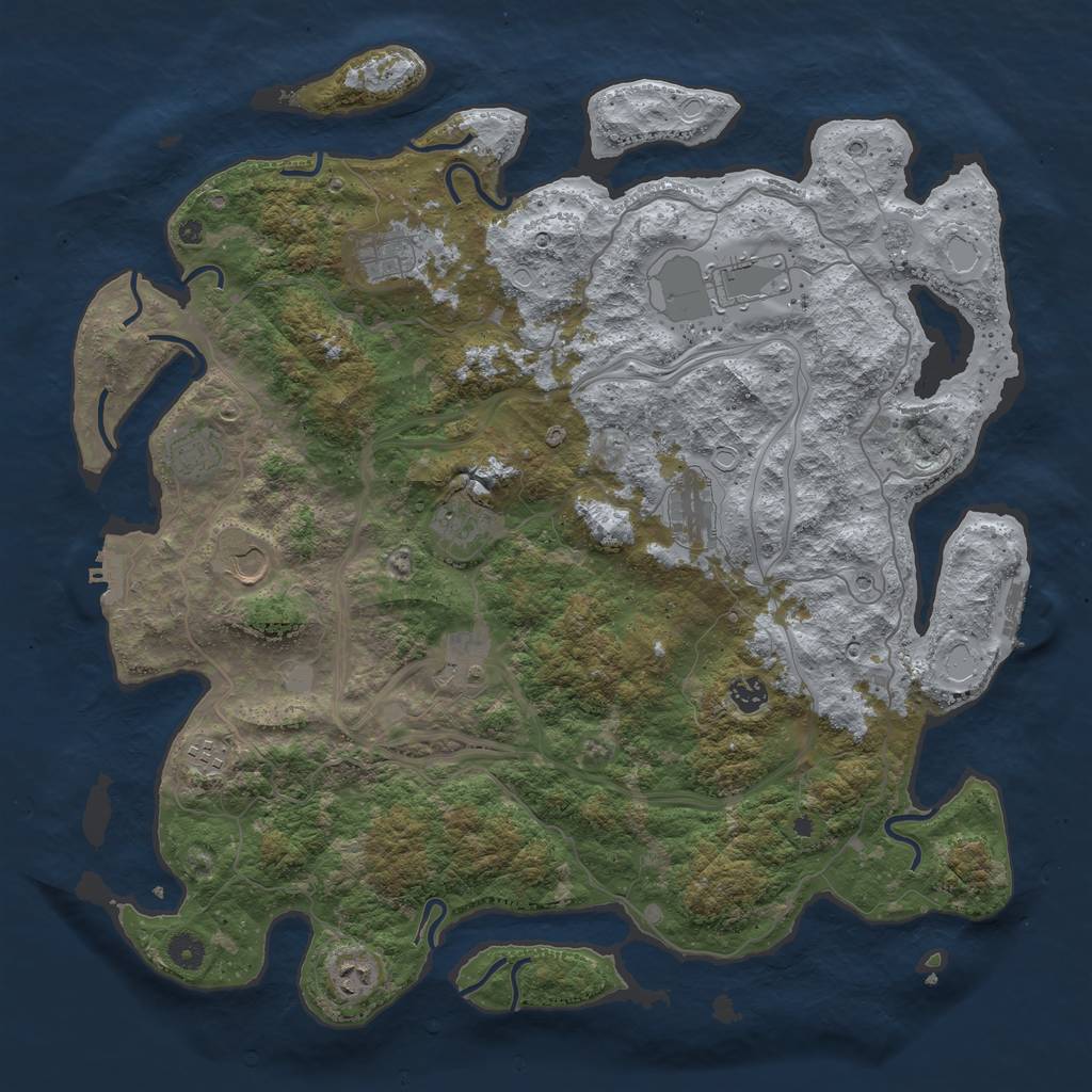 Rust Map: Procedural Map, Size: 4500, Seed: 1210698035, 19 Monuments