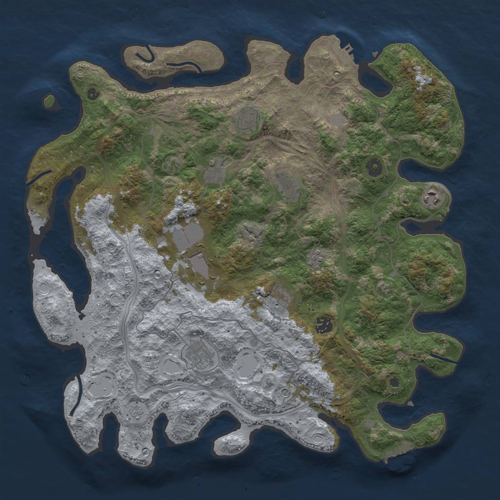 Rust Map: Procedural Map, Size: 4250, Seed: 553935, 18 Monuments