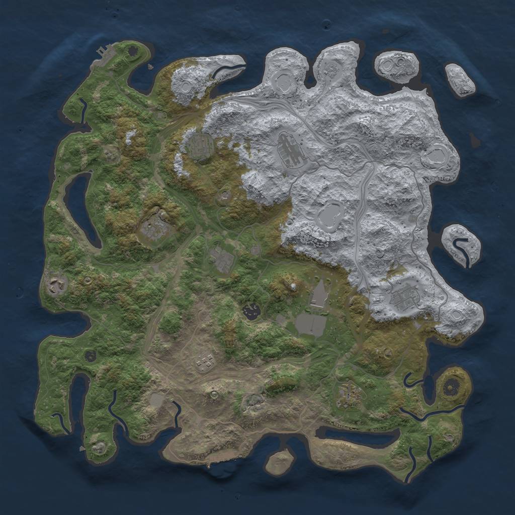 Rust Map: Procedural Map, Size: 4500, Seed: 28532181, 19 Monuments