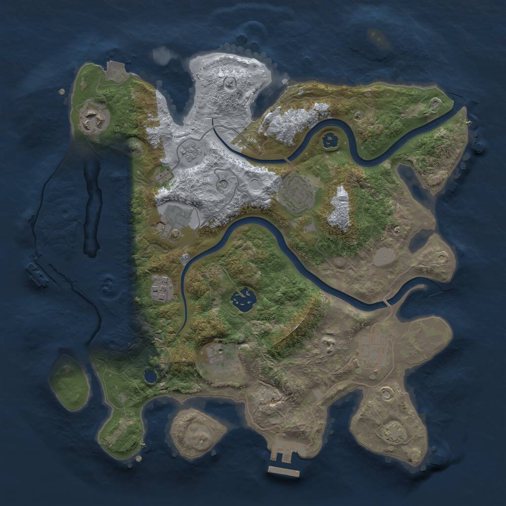Rust Map: Procedural Map, Size: 3250, Seed: 123456789, 13 Monuments