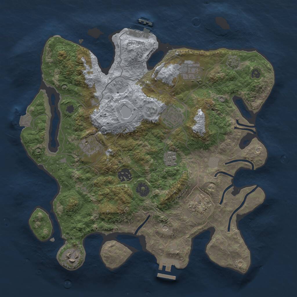 Rust Map: Procedural Map, Size: 3250, Seed: 123456789, 13 Monuments